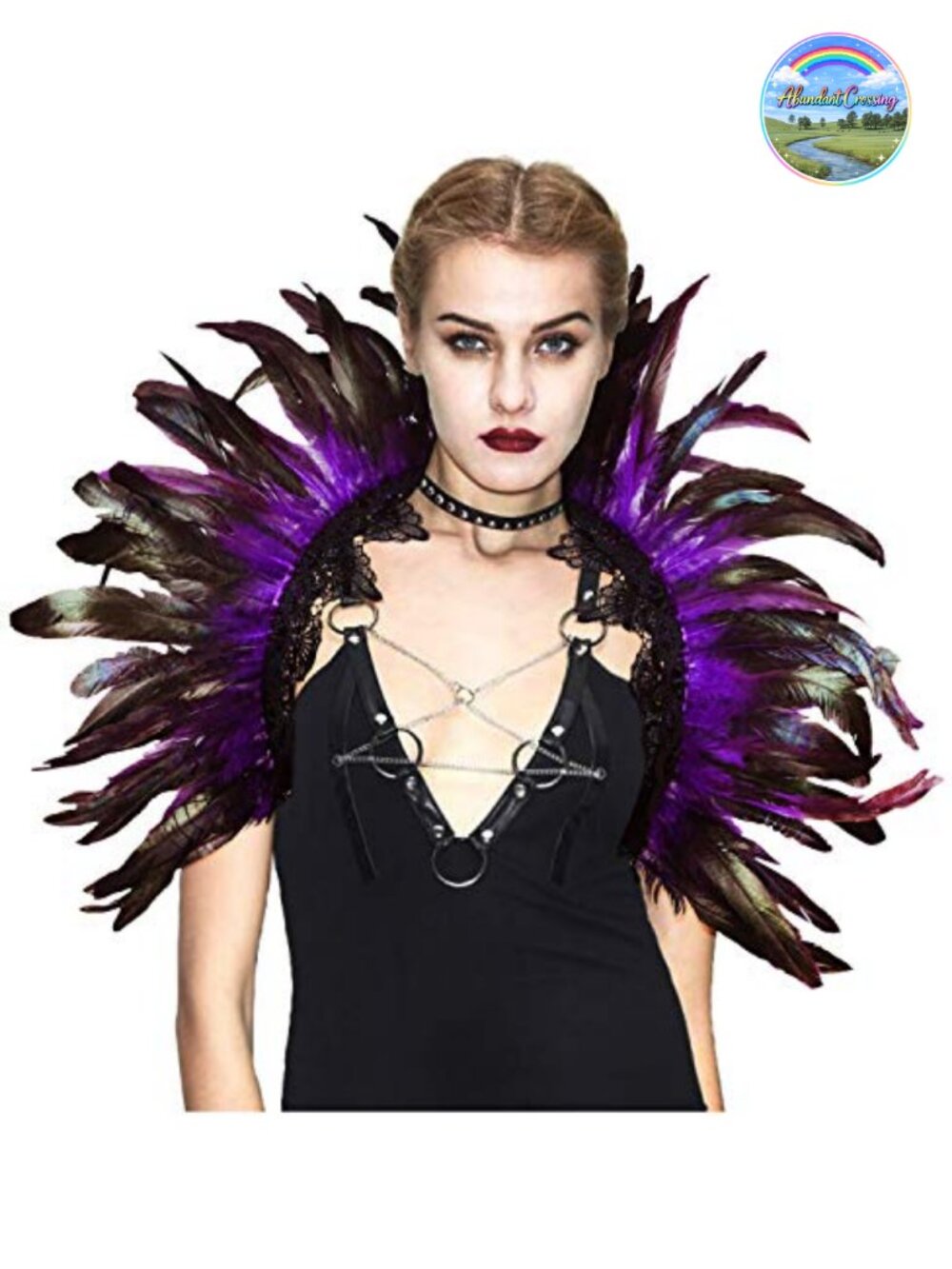 Real Rooster Feather Collar Shrug Gothic Capelet Cosplay
